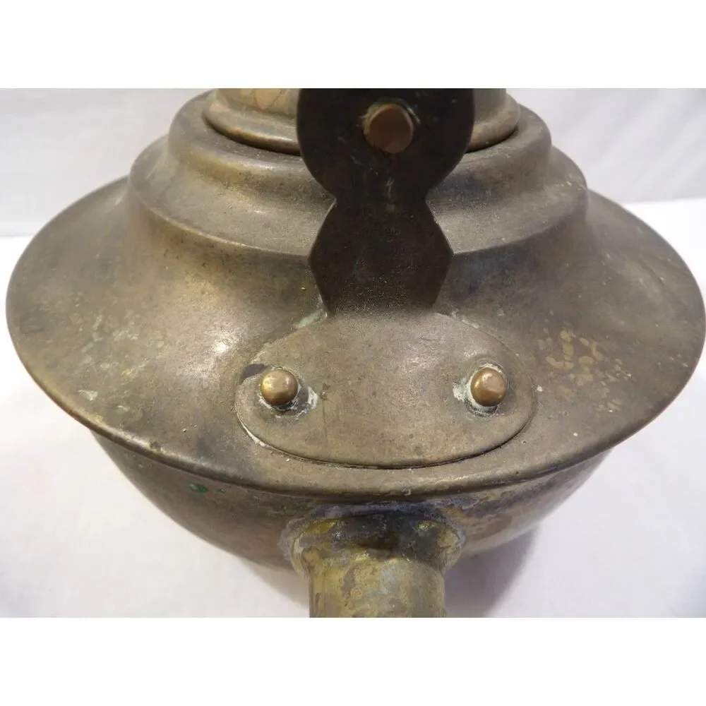 Vintage brass teapot, metal tea kettle, Made in India